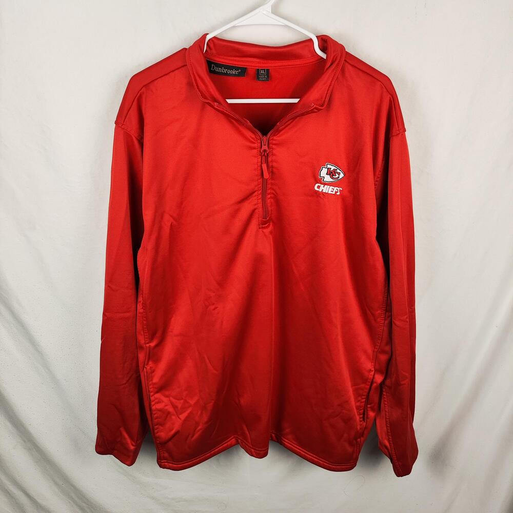 Kansas City Chiefs Jacket Mens XL Red NFL Football Dunbrooke Quarter Zip